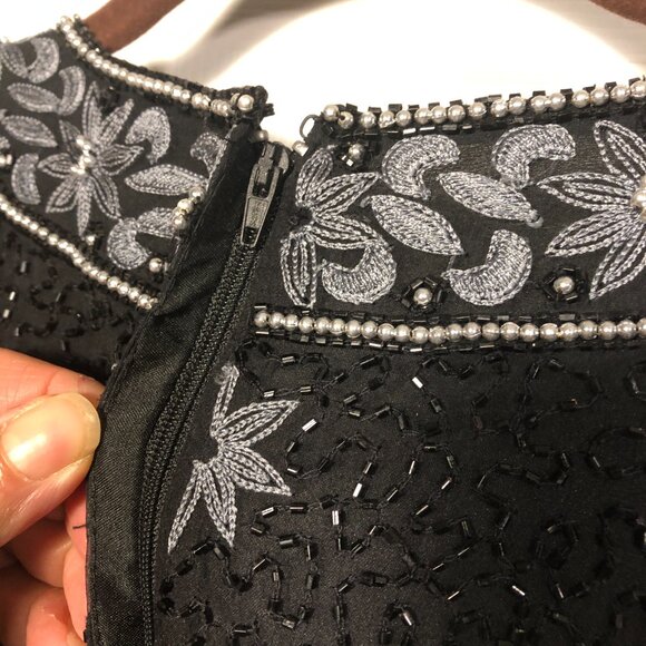 Cote D'Azur Evening vintage beaded embroidered crop top, XL - Picture 8 of 12